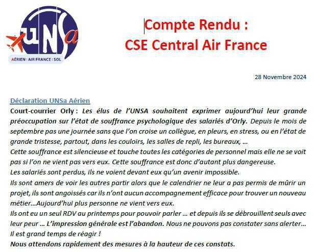 Compte rendu de la Session du CSE Central du 28 nov 2024