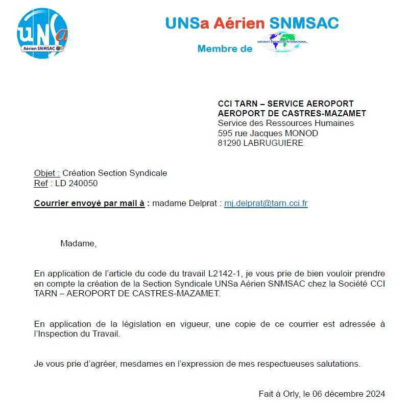 Création de la section syndicale