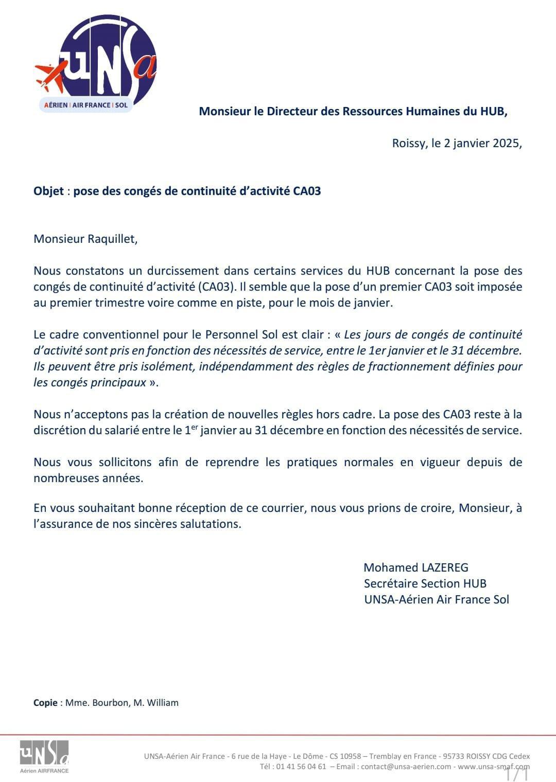 Pose des CA03