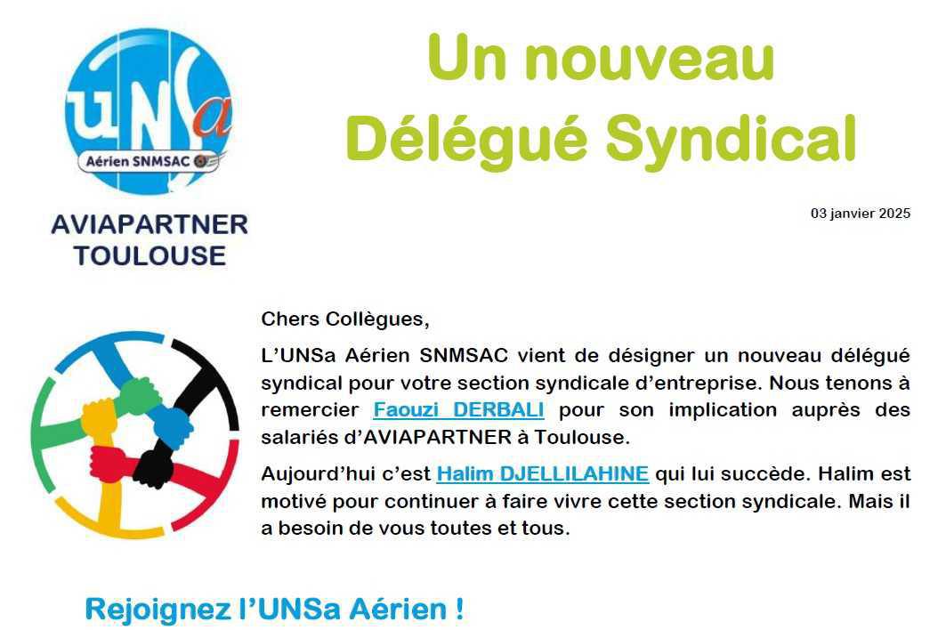 Un nouveau Délégué Syndical
