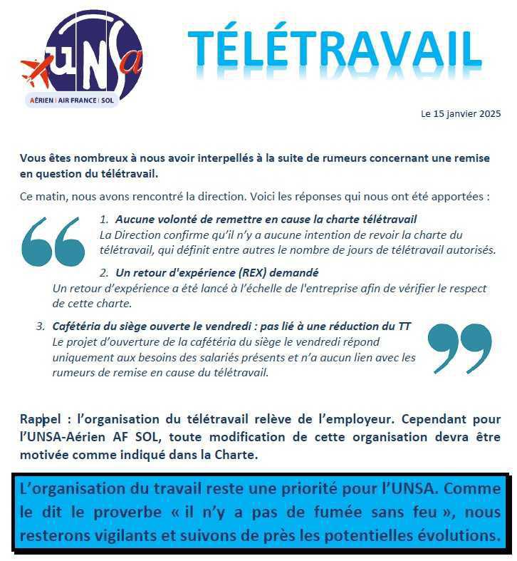 Télétravail à Air France