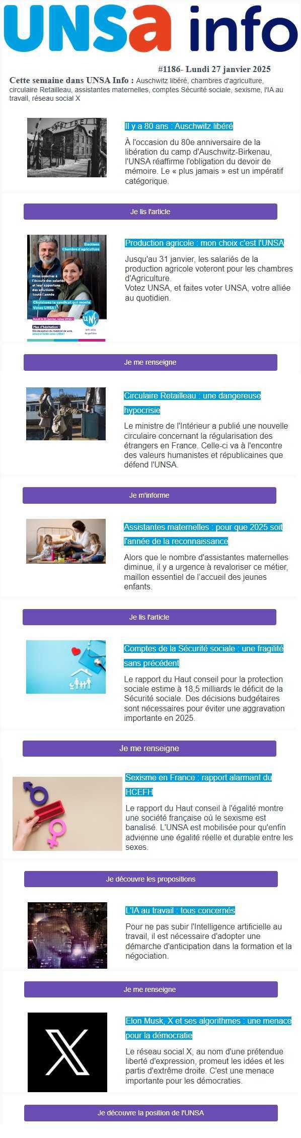 UNSa Info du 27 janvier 2025