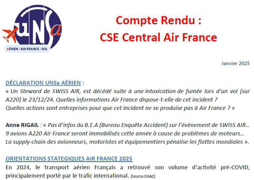CR CSE Central de janvier 2025
