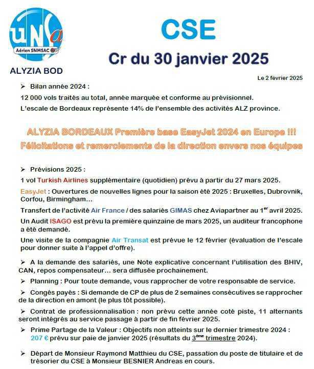 Cr du CSE du 30 janvier 2025
