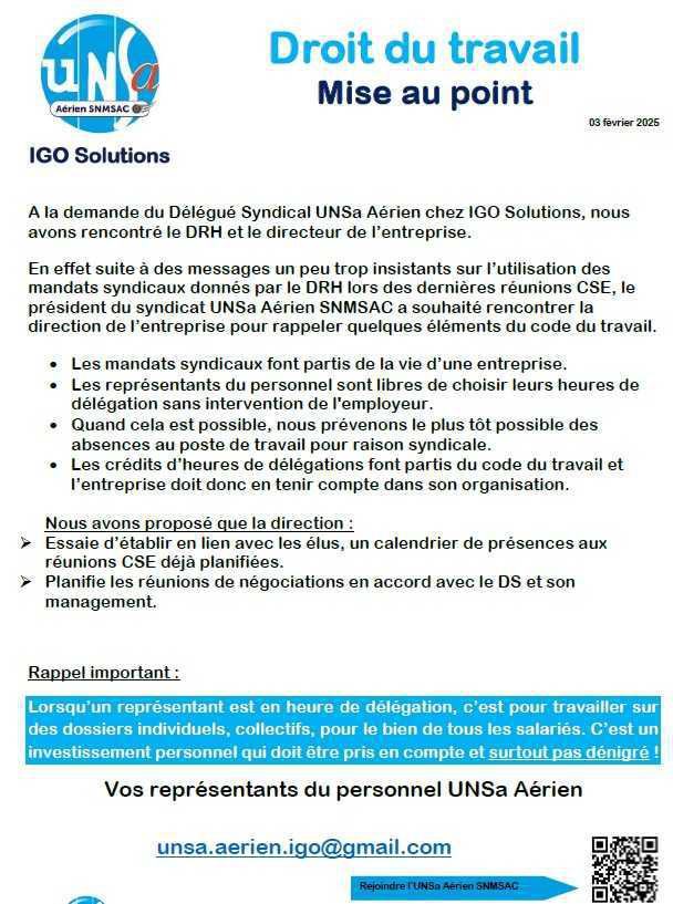 Rdv avec Direction IGO Solutions