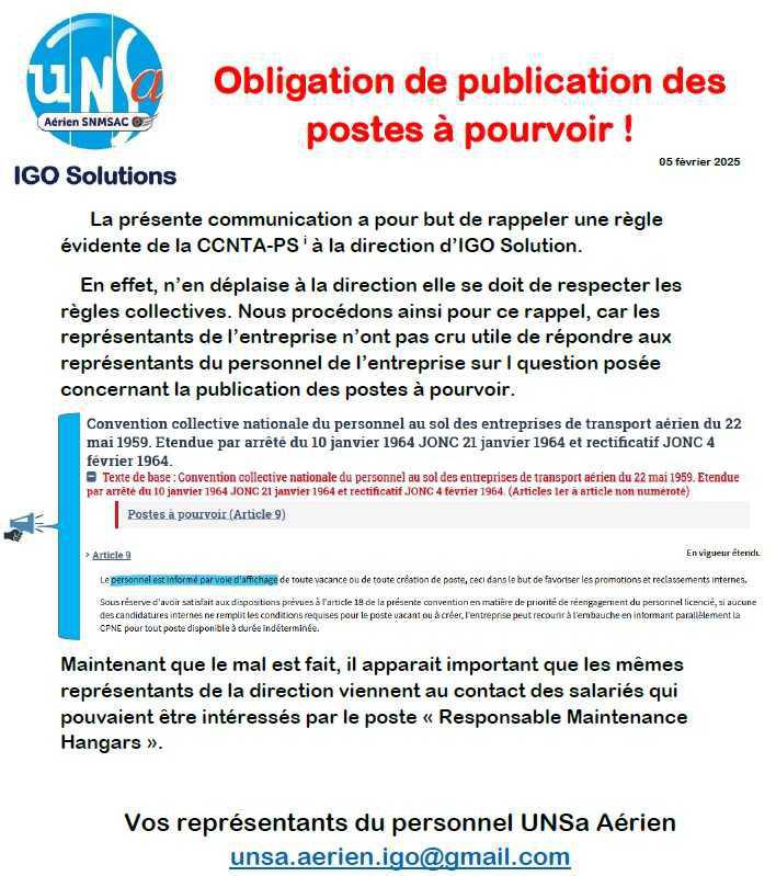 Obligation d'affichage des postes à pourvoir