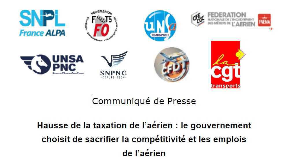 Hausse de la taxation de l’aérien : le gouvernement choisit de sacrifier la compétitivité et les emplois de l’aérien