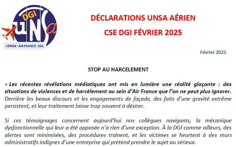 Déclaration DGI - CSE 26 Février 2025