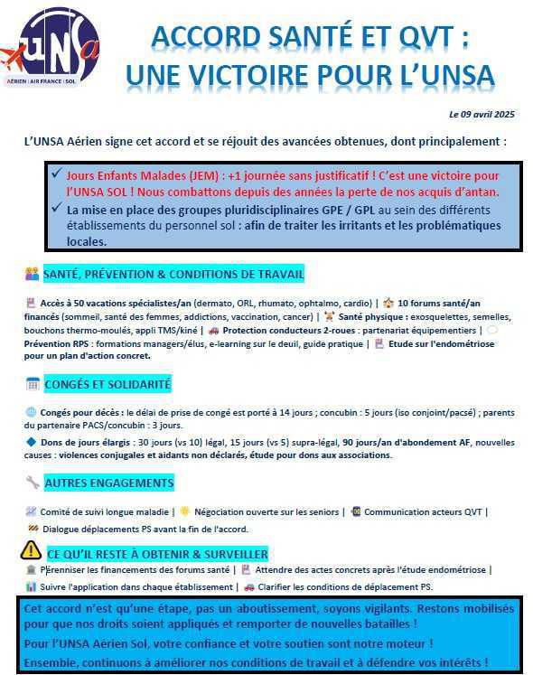 Accord Santé et QVT : Une victoire pour l'UNSa