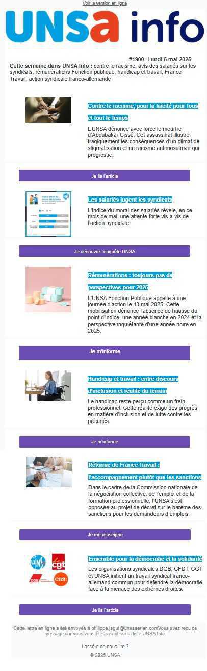 UNSa Info du Lundi 5 mai