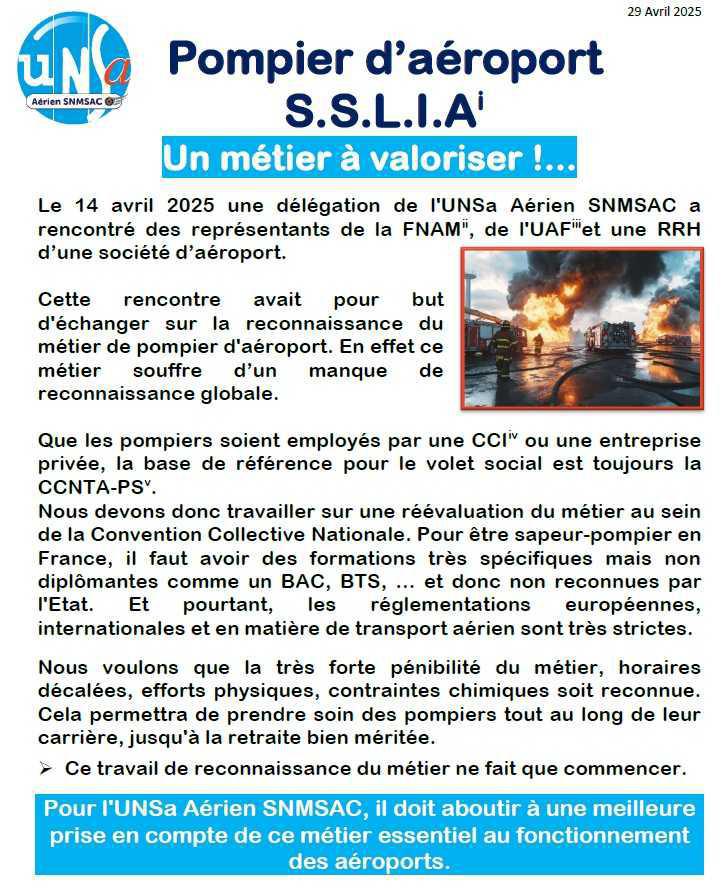 Pompier d’aéroport S.S.L.I.A - Un métier à valoriser !...