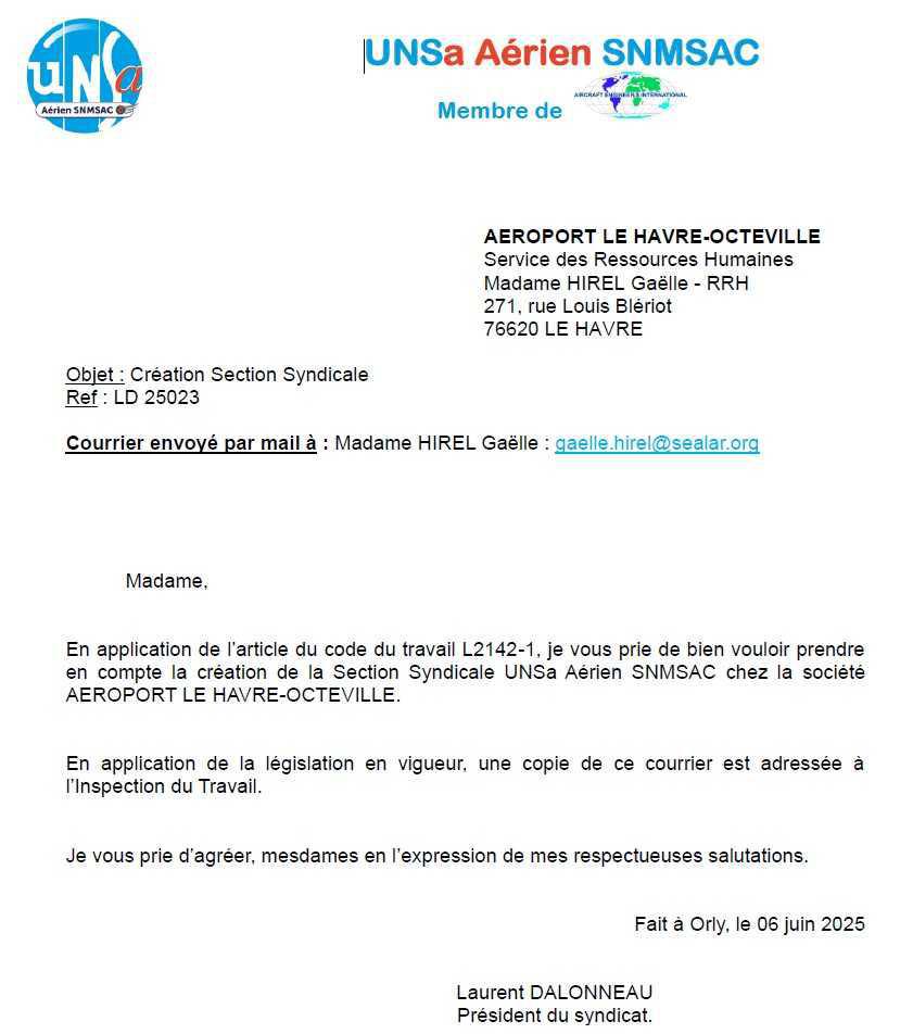 Création Section Syndicale