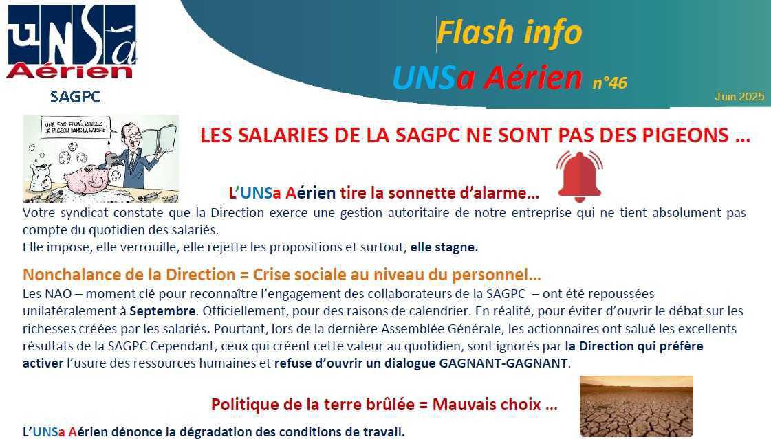 Les SALARIES DE LA SAGPC NE SONT PAS DES PIGEONS