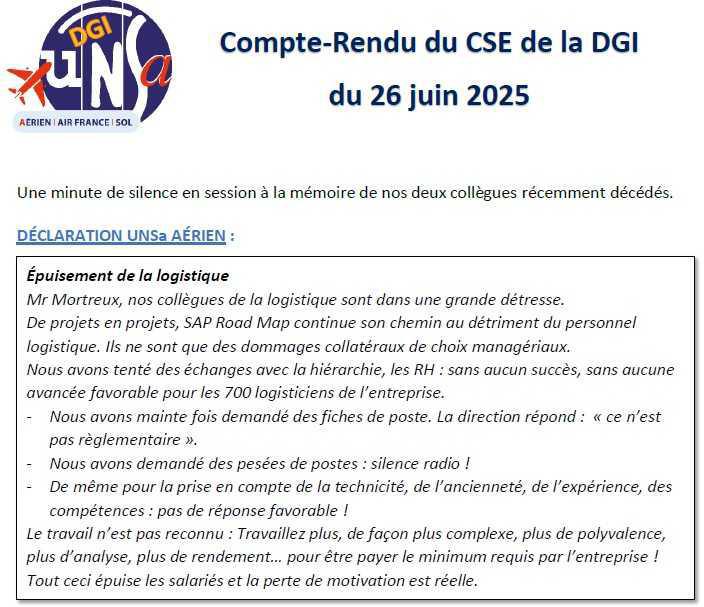 Compte-rendu du CSE DGI du 26 juin 2025