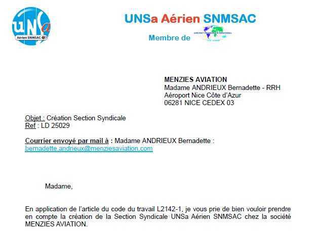 Création d'une Section Syndicale