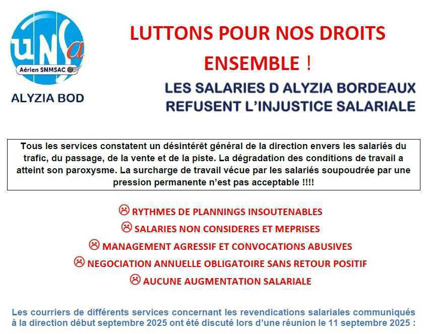 Les salariés d'ALYZIA BOD refusent l'injustice salariale