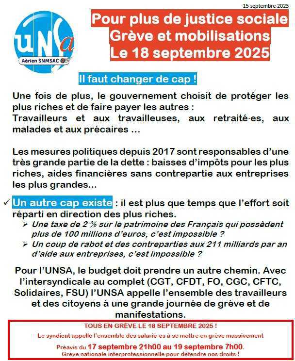 Pour plus de justice sociale Grève et mobilisations Le 18 septembre 2025