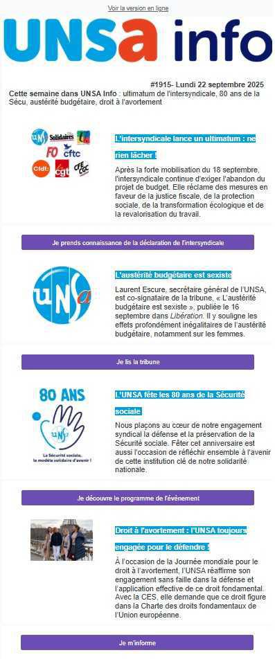 UNSa info du 22 septembre 2025