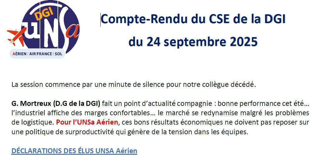 Compte-Rendu du CSE de la DGI du 24 septembre 2025