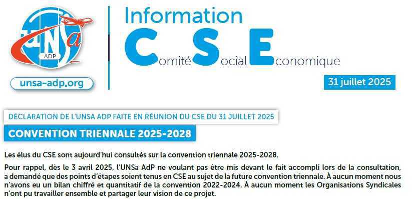 Information CSE du 31 juillet 2025