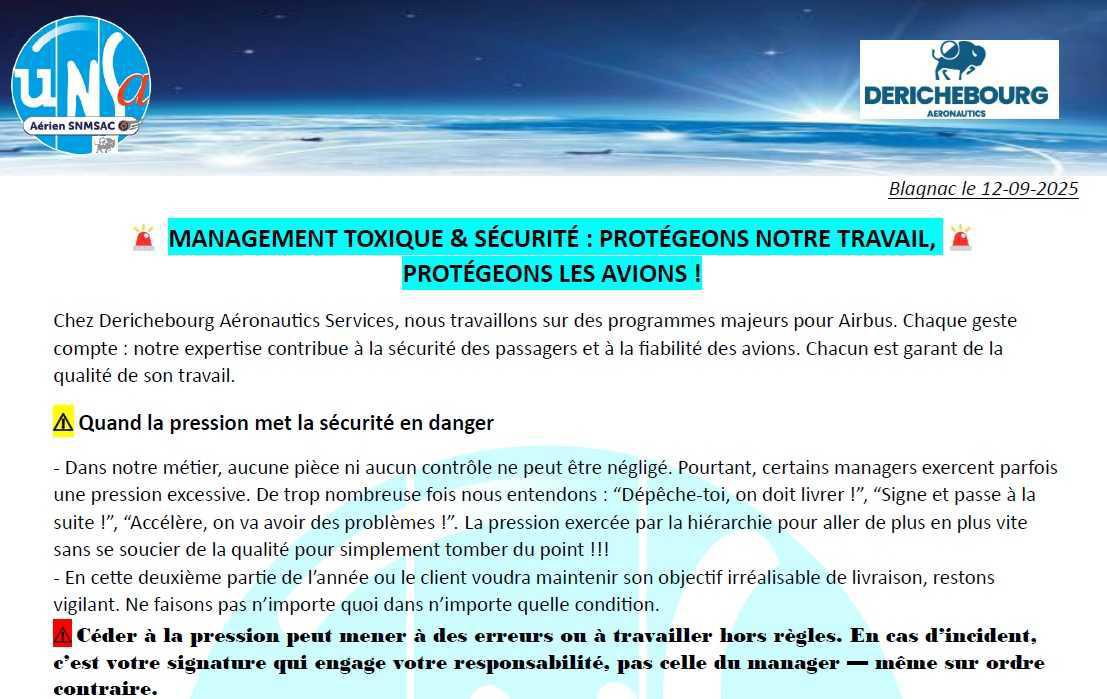 MANAGEMENT TOXIQUE & SÉCURITÉ : PROTÉGEONS NOTRE TRAVAIL, PROTÉGEONS LES AVIONS
