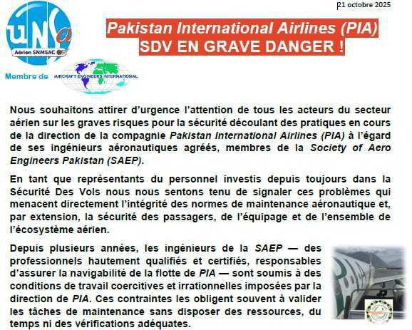 Pakistan International Airlines >> SDV EN GRAVE DANGER