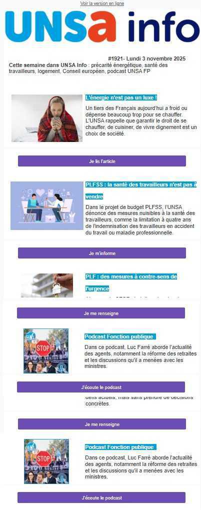 UNSa Info du 3 novembre 2025