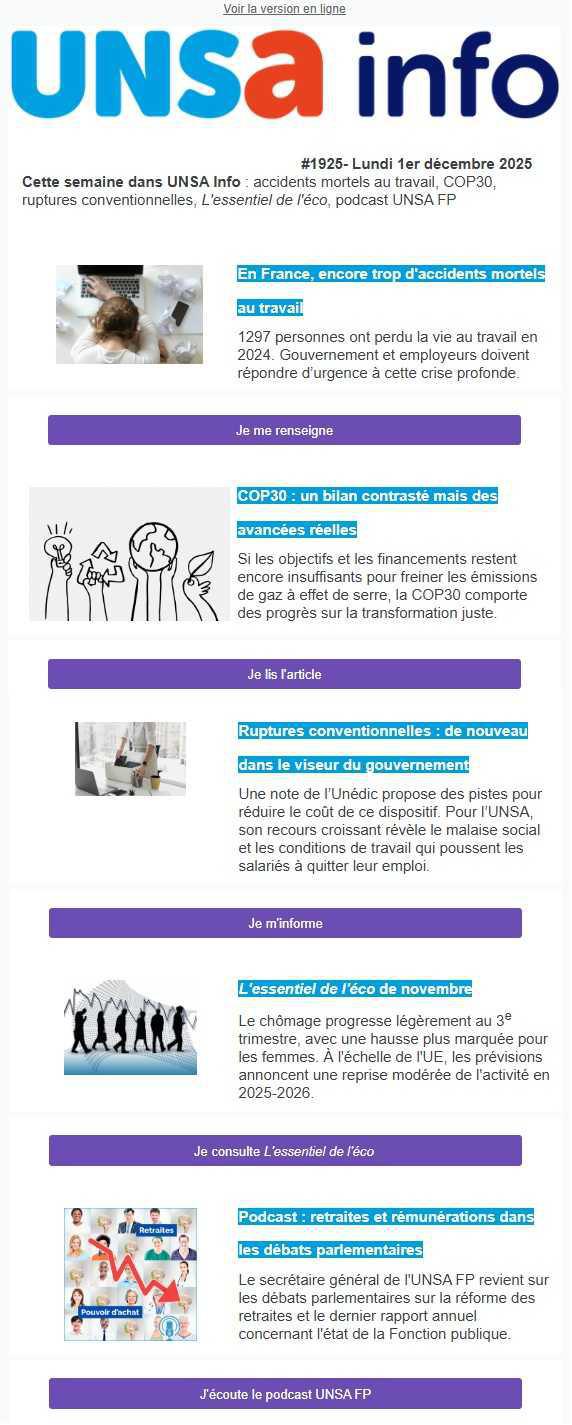 UNSa Info du 1er décembre 2025