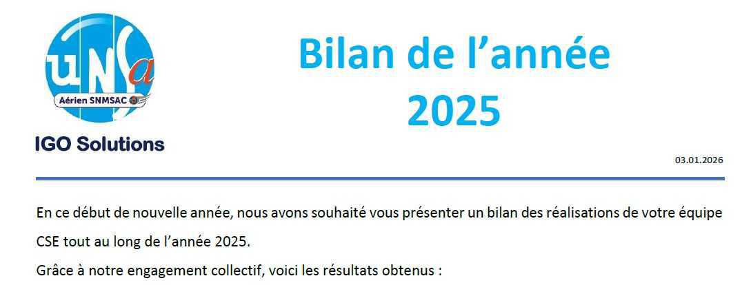 CSE - Bilan de l'année 2025