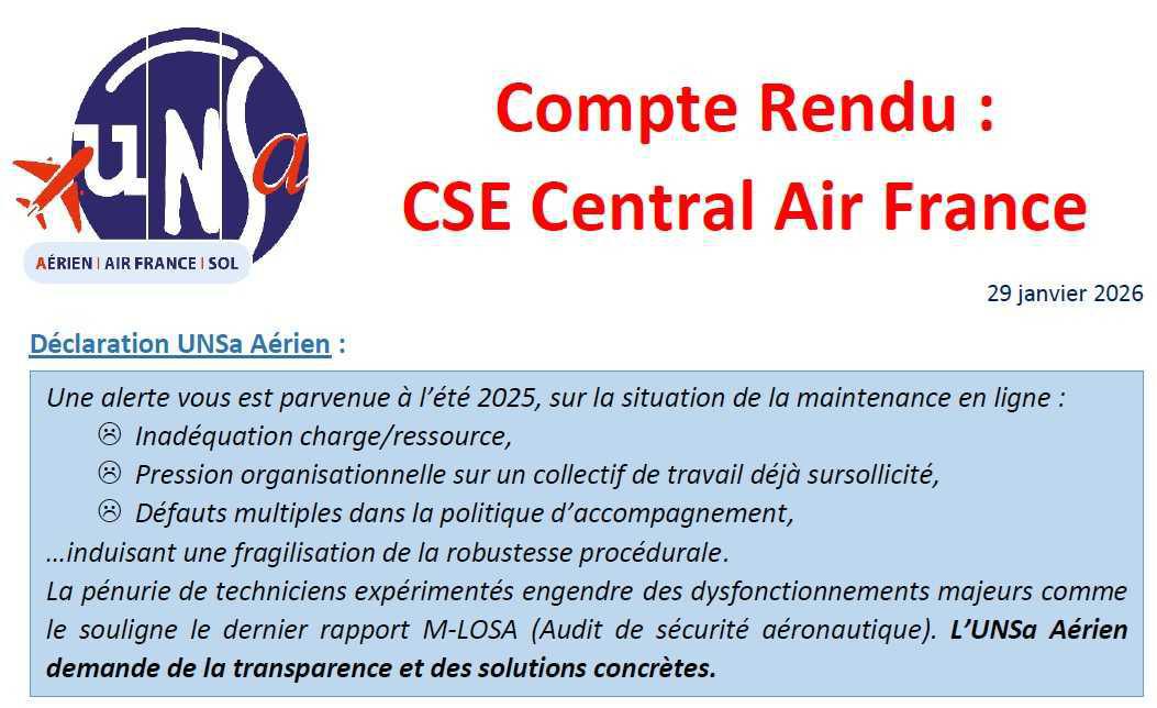 CR CSE Central du 29 janvier 2026