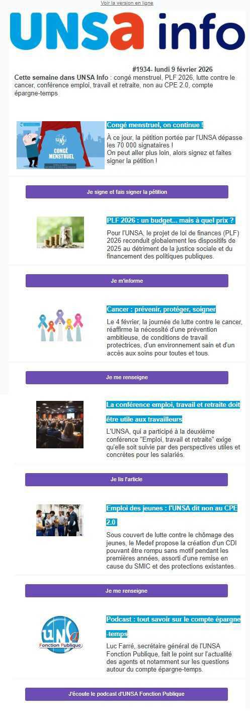 UNSa info du 9 février 2026