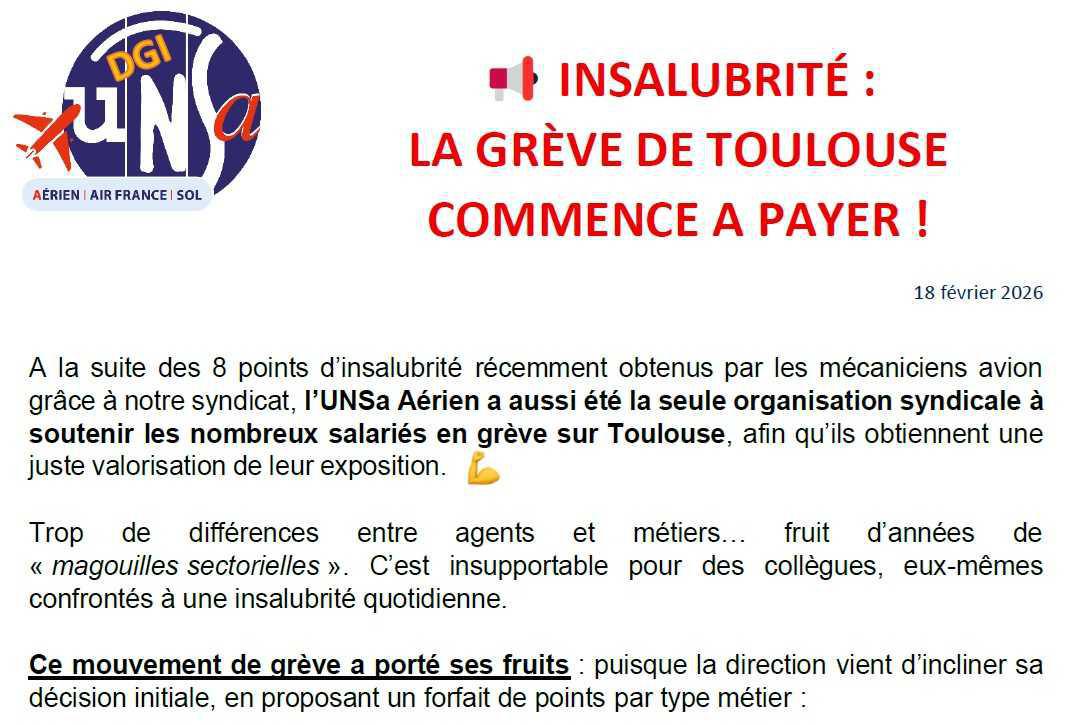INSALUBRITE Des avancées