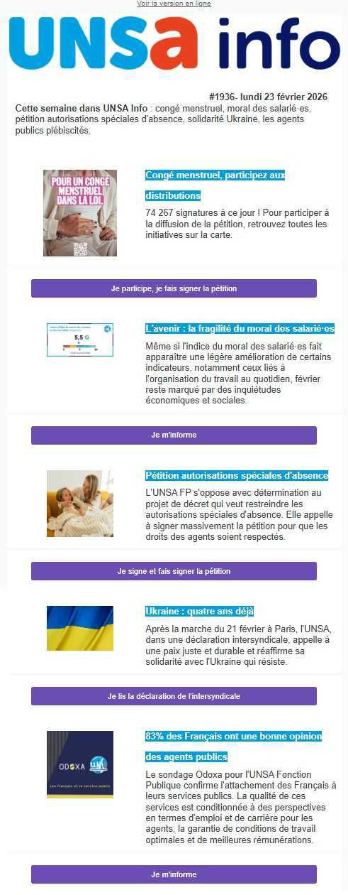 UNSa Info - lundi 23 février 2026