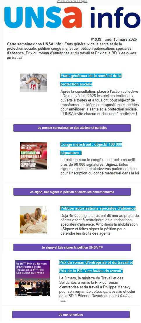 UNSa info du 16 mars 2026