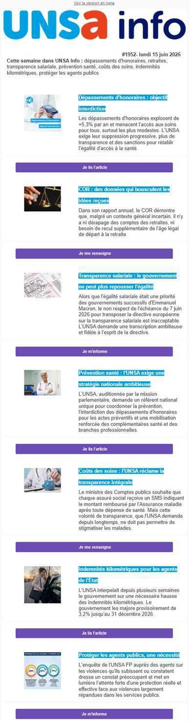 UNSa info du 15 juin 2026