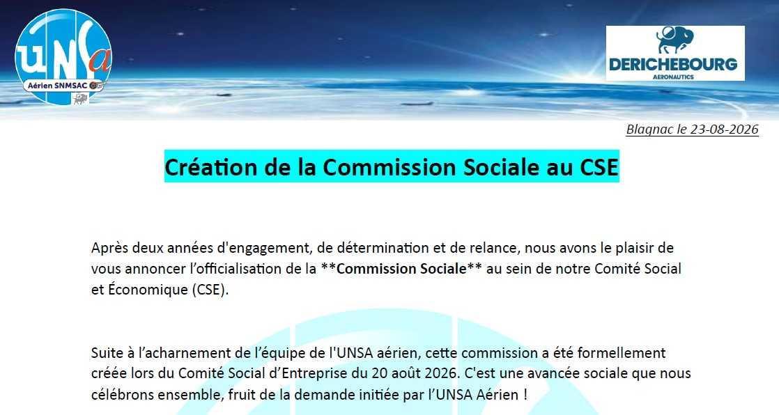 Création de la Commission Sociale au CSE