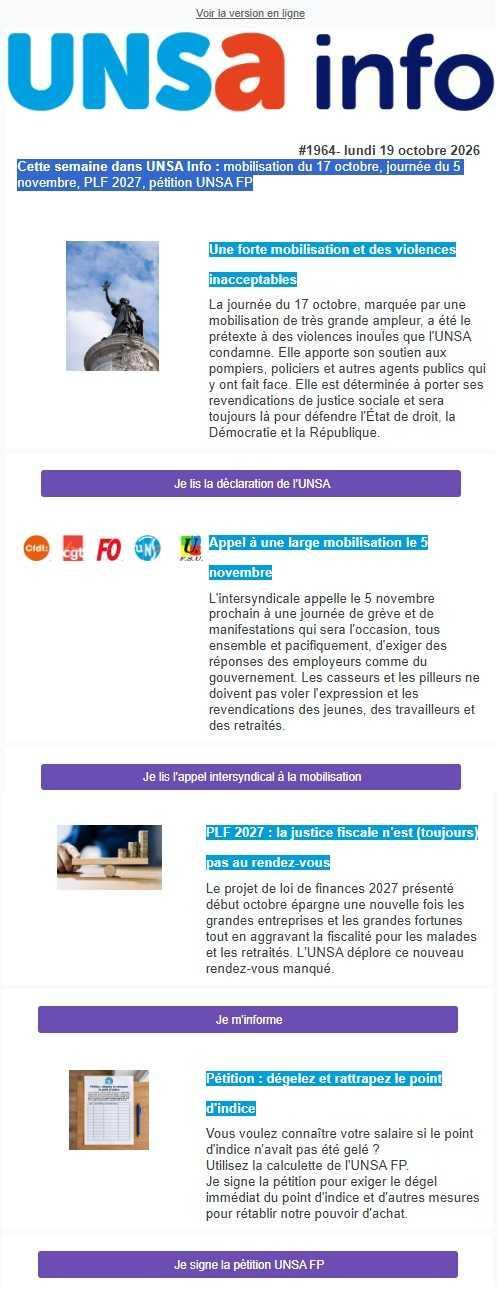UNSa INFO du 19 octobre 2026