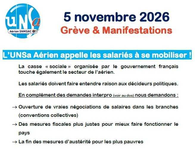 5 novembre 2026 - Grève & manifestations