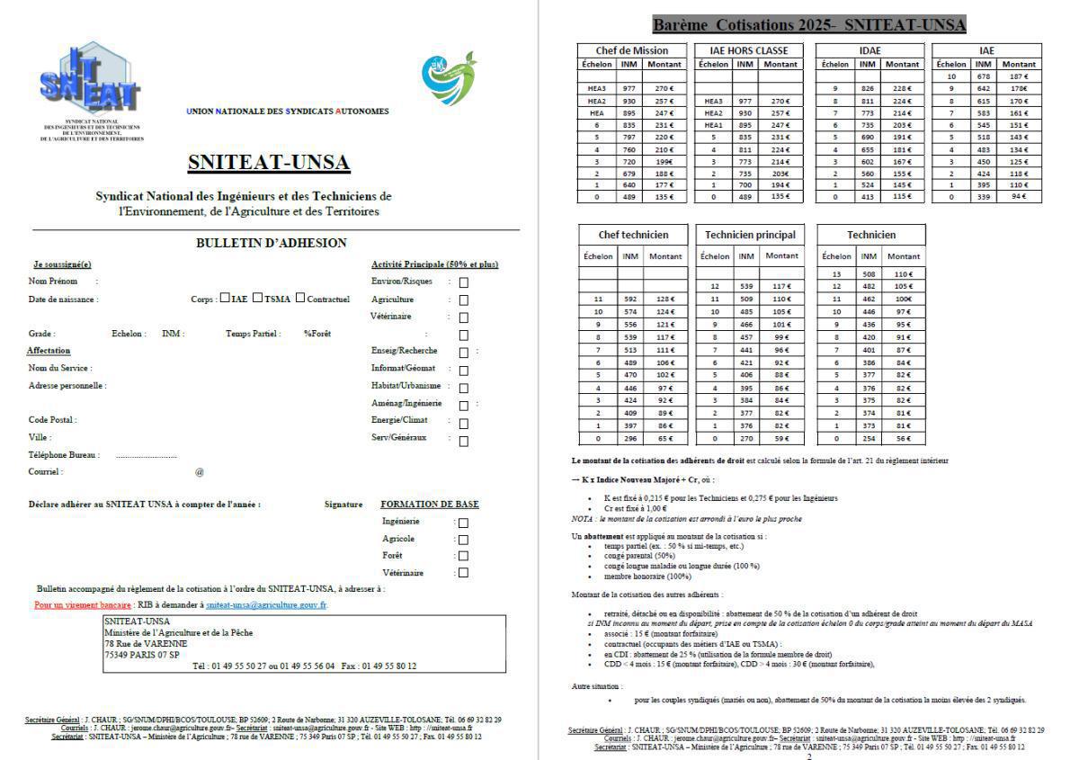 Bulletin d'adhésion 2025
