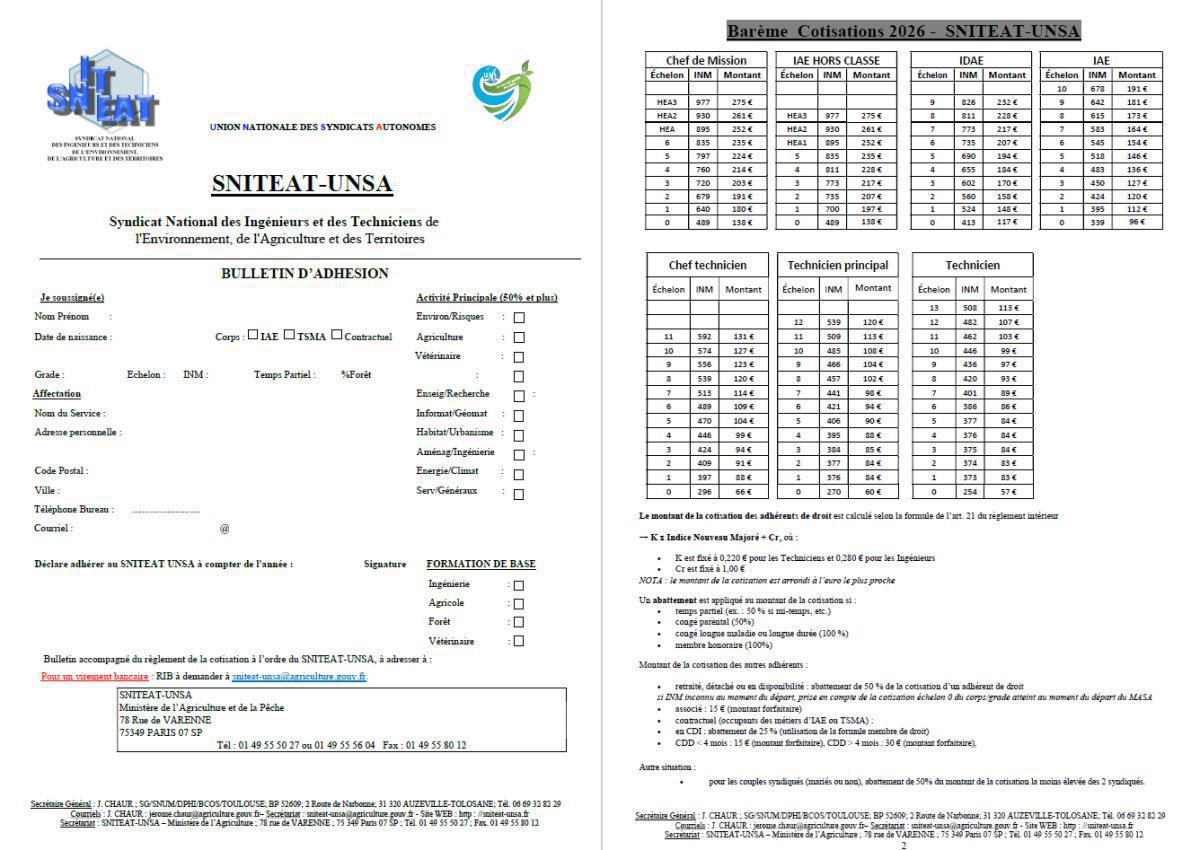 Bulletin d'adhésion 2026