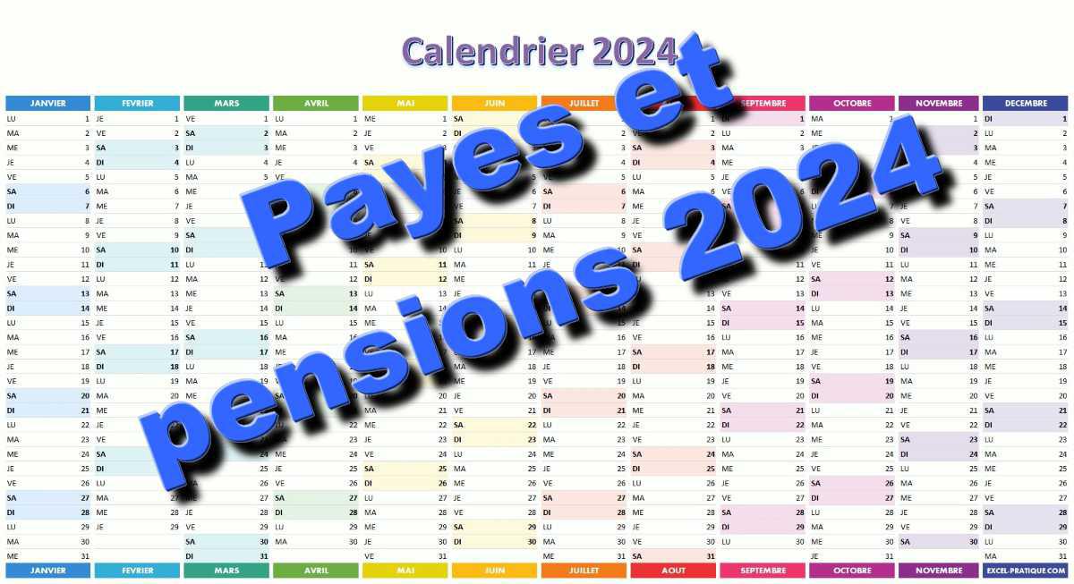 Calendrier des payes et pensions 2024