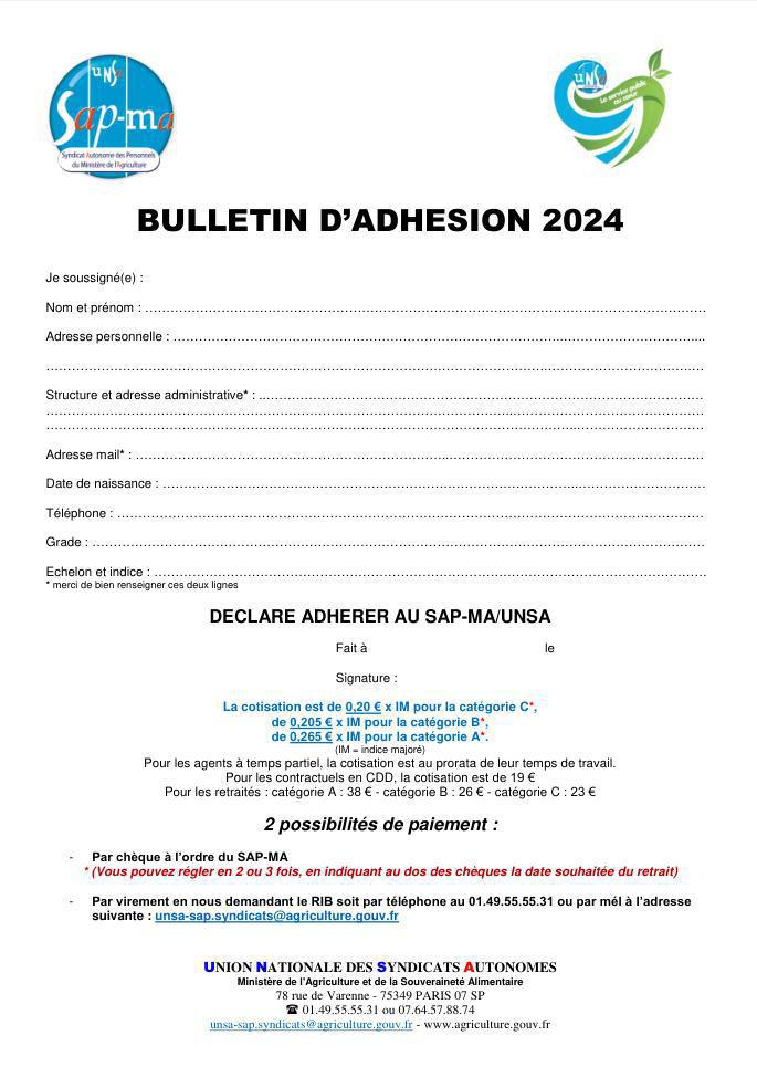 Bulletin d'adhésion 2024