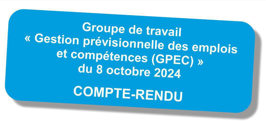 Compte-rendu du GT "Gestion Previsionnelle des Emplois et Compétences" du 8 octobre 2024 Compte-rendu du GT "Gestion Previsionnelle des Emplois et Compétences" du 8 octobre 2024