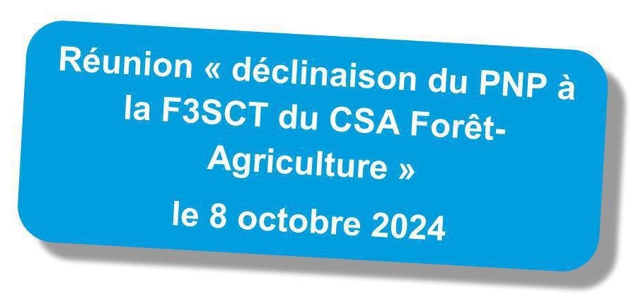 Réunion "déclinaison du PNP à la F3Sct du CSA Forêt-Agriculture" du 8 octobre 2024 Réunion "déclinaison du PNP à la F3Sct du CSA Forêt-Agriculture" du 8 octobre 2024