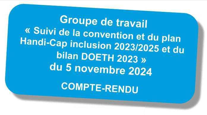 Compte-rendu du GT "Handicap" du 5 novembre 2024 Compte-rendu du GT "Handicap" du 5 novembre 2024