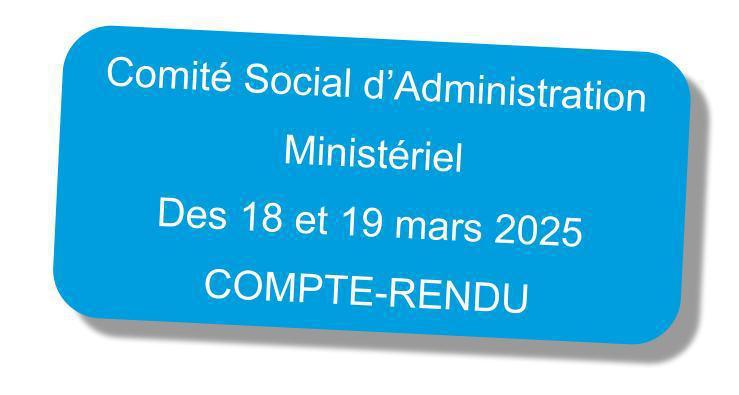 Compte-rendu du Comité Social d'Administration ministériel des 18 et 19 mars 2025 Compte-rendu du Comité Social d'Administration ministériel des 18 et 19 mars 2025