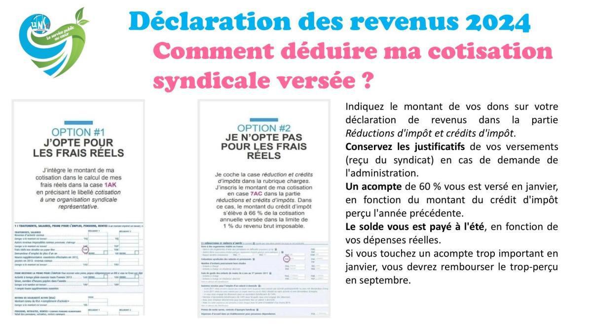 Déclaration des revenus 2024 : comment déduire ma cotisation syndicale versée ? Déclaration des revenus 2024 : comment déduire ma cotisation syndicale versée ?