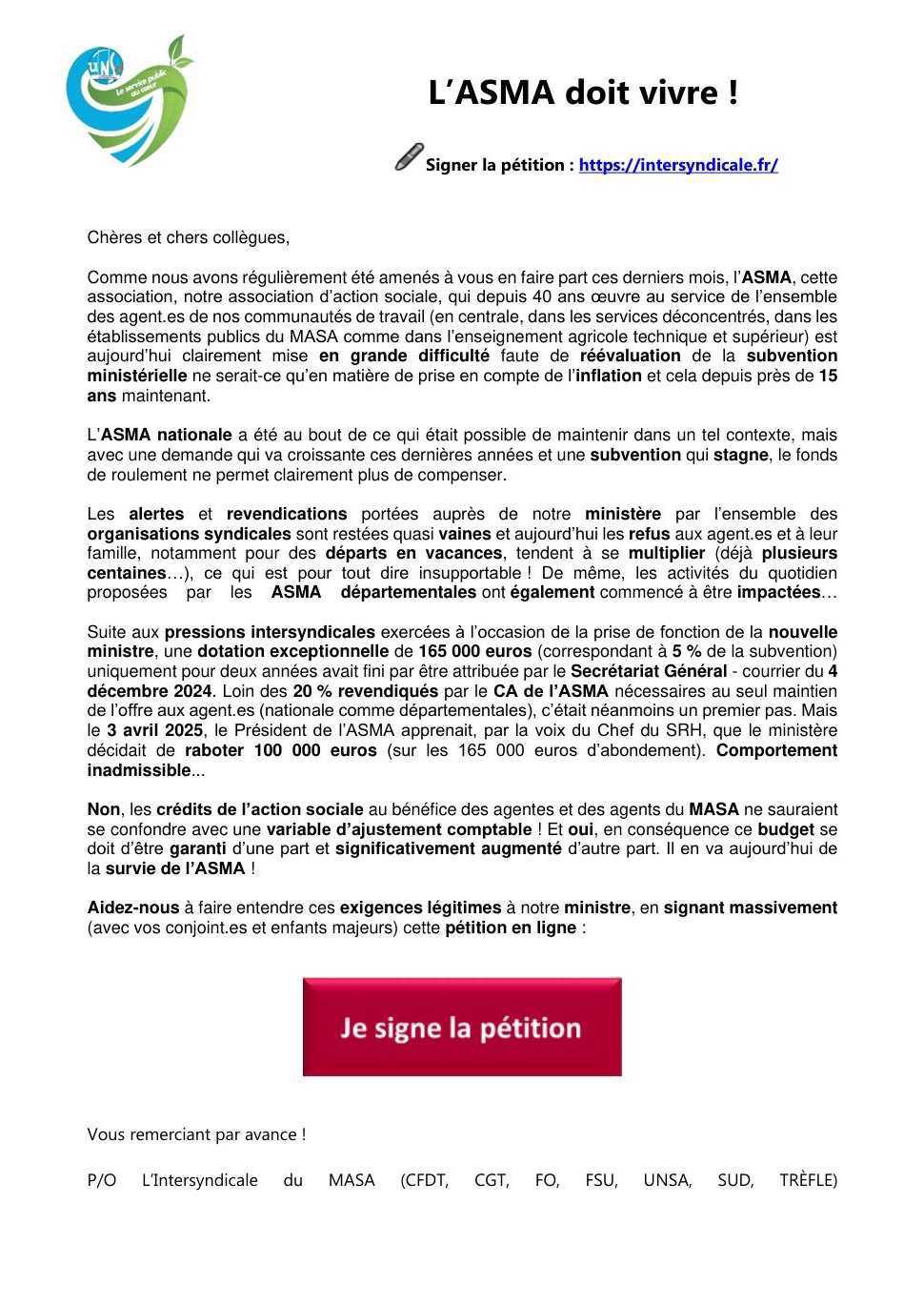 L’ASMA doit vivre !