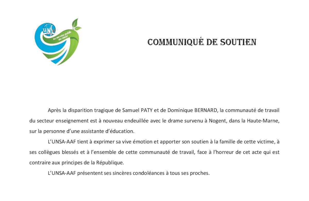 Communiqué de soutien