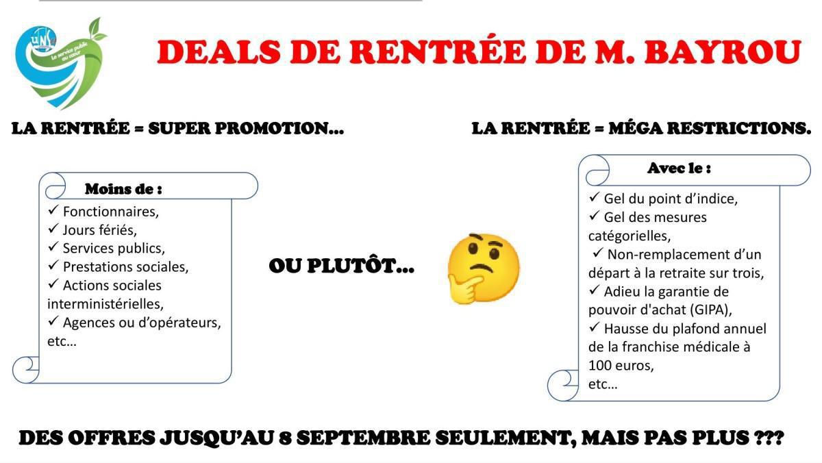 Offres spéciales rentrée de M. Bayrou...dépéchez vous elles n'iront pas au delà du 8 septembre...!